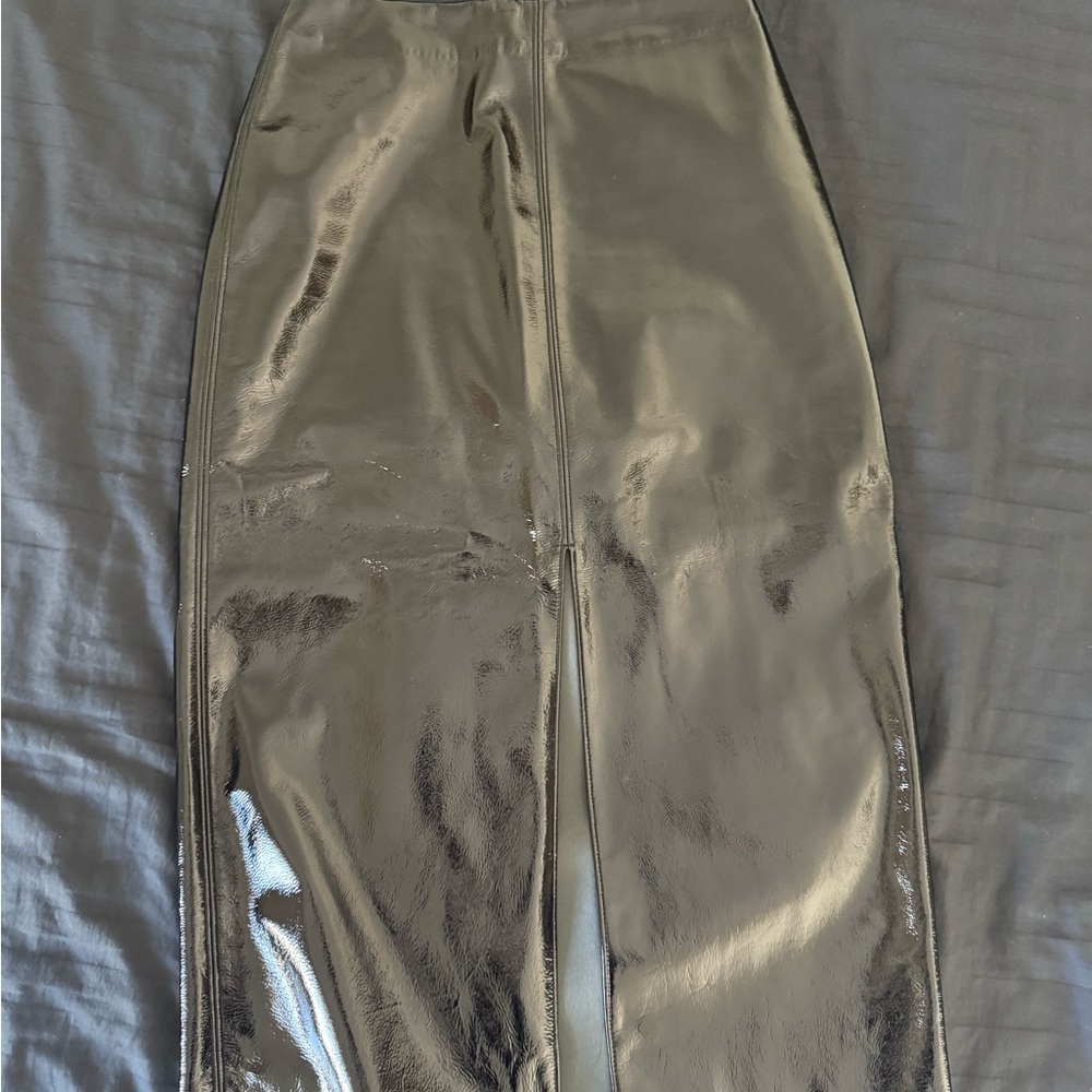 GAP Shiny Black Leather Skirt